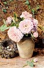 William Henry Hunt Still Life With Roses In A Vase And A Birds Nest painting